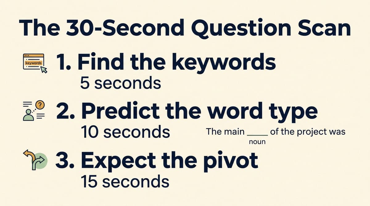 Figure 3: The 30-Second Question Scan Protocol — Predetermining Grammatical Word Classes.