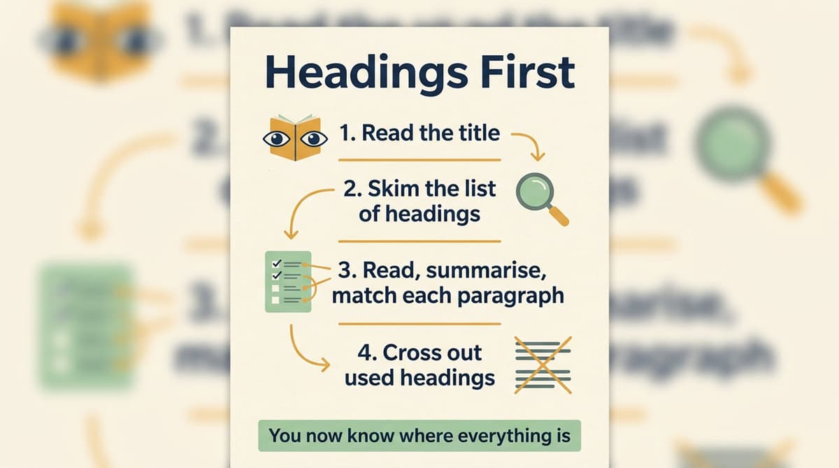 Figure 3: The First-Pass Protocol — Doing Headings First to Unlock Subsequent Question Types.