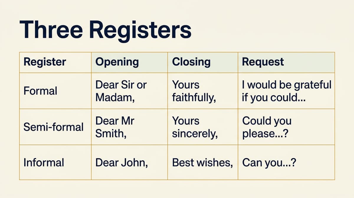 Figure 1: The Three-Tier Register Matrix — Salutations, Sign-offs, and Request Formulations.