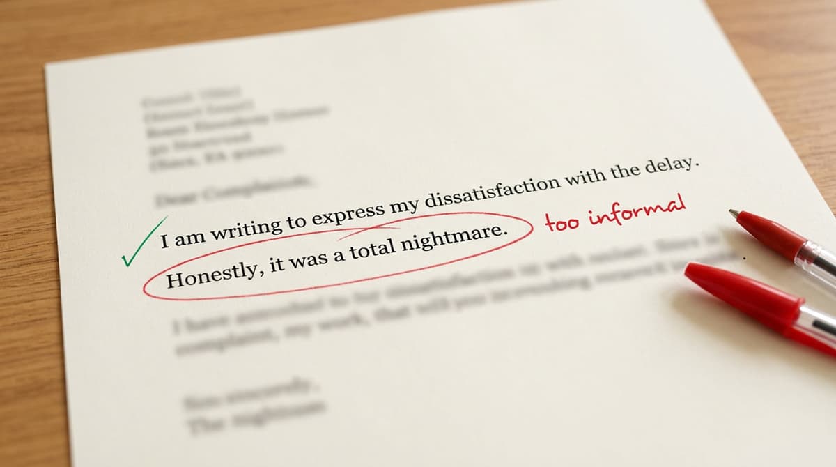 Figure 2: The 'Tonal Contamination' Error — Mixing Slang with Bureaucracy.